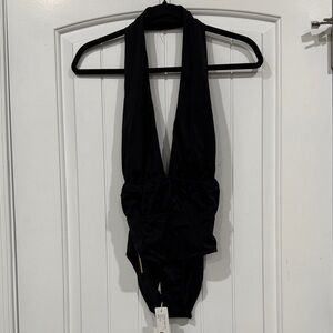 Zimmermann Dreamer Plunge One Piece Swimsuit NWT Black Halter size 0 MSRP $240